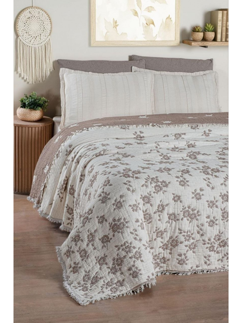 Муслиновое покрывало Şikel Home Diabella Коричневый 240×260 см (100% хлопок)